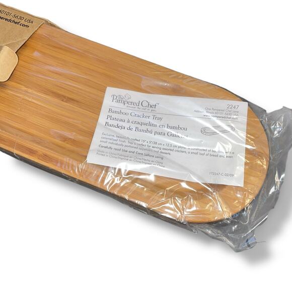 Pampered Chef Bamboo Cracker Snack Serving Party Tray Platter 2247 Wood 15 x 5" - Picture 7 of 10